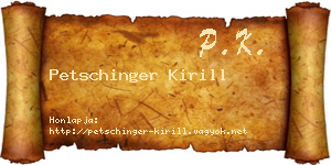 Petschinger Kirill névjegykártya